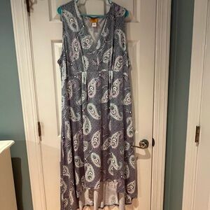 Ruby Rd. Blue and White Paisley High Low Dress